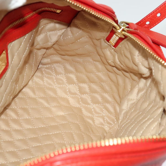 Salvatore Ferragamo Vala Hand Bag Leather 2way Red Gold Auth 137172