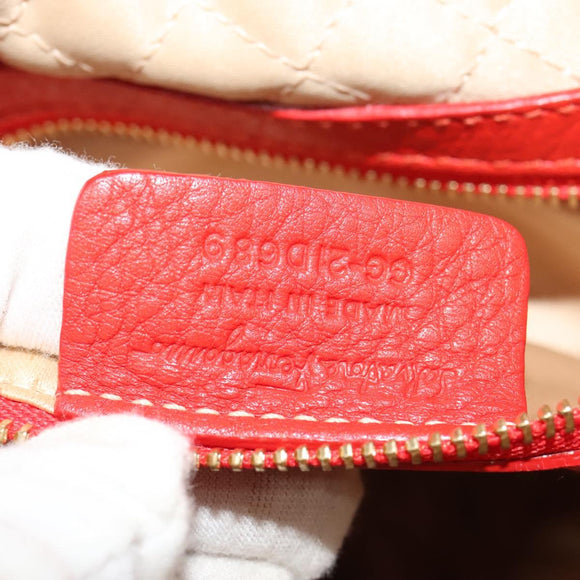 Salvatore Ferragamo Vala Hand Bag Leather 2way Red Gold Auth 137172
