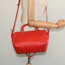 Salvatore Ferragamo Vala Hand Bag Leather 2way Red Gold Auth 137172-22