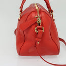 Salvatore Ferragamo Vala Hand Bag Leather 2way Red Gold Auth 137172-4