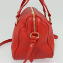 Salvatore Ferragamo Vala Hand Bag Leather 2way Red Gold Auth 137172-5