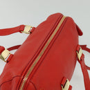 Salvatore Ferragamo Vala Hand Bag Leather 2way Red Gold Auth 137172-6