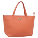 Salvatore Ferragamo Gancini Tote Bag Leather Orange Gold Auth 137175-1