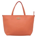 Salvatore Ferragamo Gancini Tote Bag Leather Orange Gold Auth 137175-13