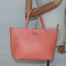 Salvatore Ferragamo Gancini Tote Bag Leather Orange Gold Auth 137175-21