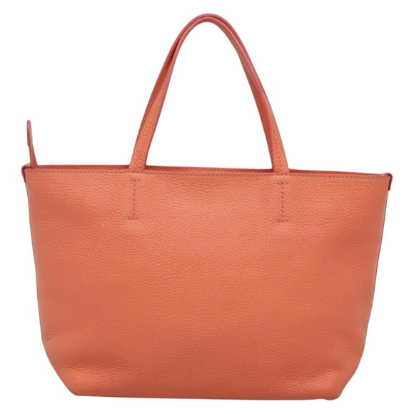 Salvatore Ferragamo Gancini Tote Bag Leather Orange Gold Auth 137175