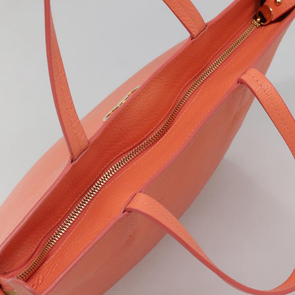 Salvatore Ferragamo Gancini Tote Bag Leather Orange Gold Auth 137175