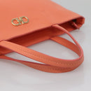 Salvatore Ferragamo Gancini Tote Bag Leather Orange Gold Auth 137175-7