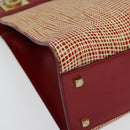 Salvatore Ferragamo Gancini Hand Bag Leather Red Gold Auth 137177-9