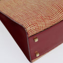 Salvatore Ferragamo Gancini Hand Bag Leather Red Gold Auth 137177-15