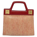 Salvatore Ferragamo Gancini Hand Bag Leather Red Gold Auth 137177-13