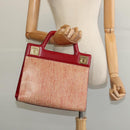 Salvatore Ferragamo Gancini Hand Bag Leather Red Gold Auth 137177-20