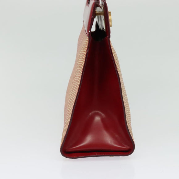 Salvatore Ferragamo Gancini Hand Bag Leather Red Gold Auth 137177