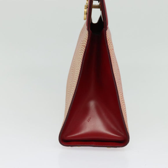 Salvatore Ferragamo Gancini Hand Bag Leather Red Gold Auth 137177
