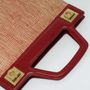 Salvatore Ferragamo Gancini Hand Bag Leather Red Gold Auth 137177-6