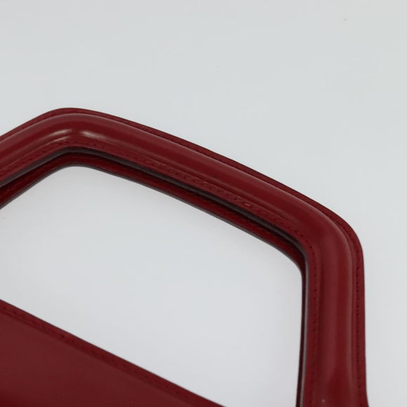 Salvatore Ferragamo Gancini Hand Bag Leather Red Gold Auth 137177