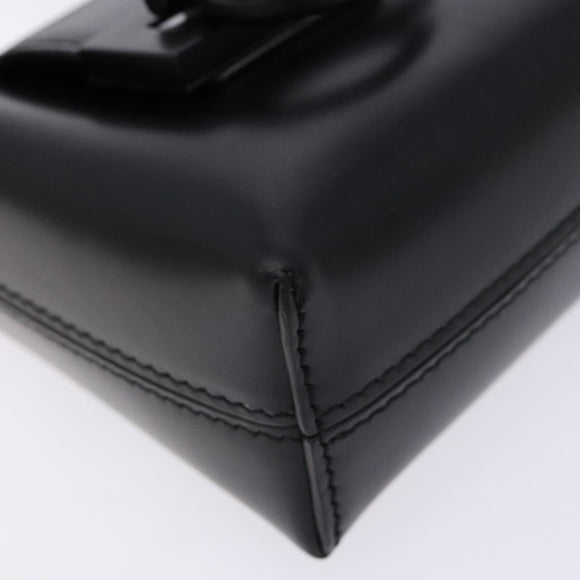 Salvatore Ferragamo Gancini Hand Bag Leather Black Silver Auth 137178