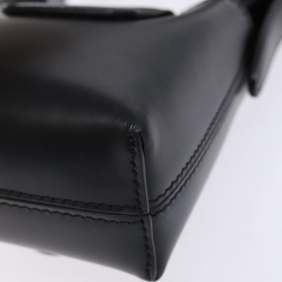 Salvatore Ferragamo Gancini Hand Bag Leather Black Silver Auth 137178