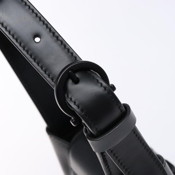 Salvatore Ferragamo Gancini Hand Bag Leather Black Silver Auth 137178