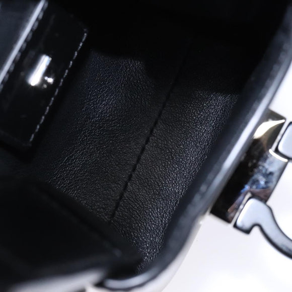 Salvatore Ferragamo Gancini Hand Bag Leather Black Silver Auth 137178