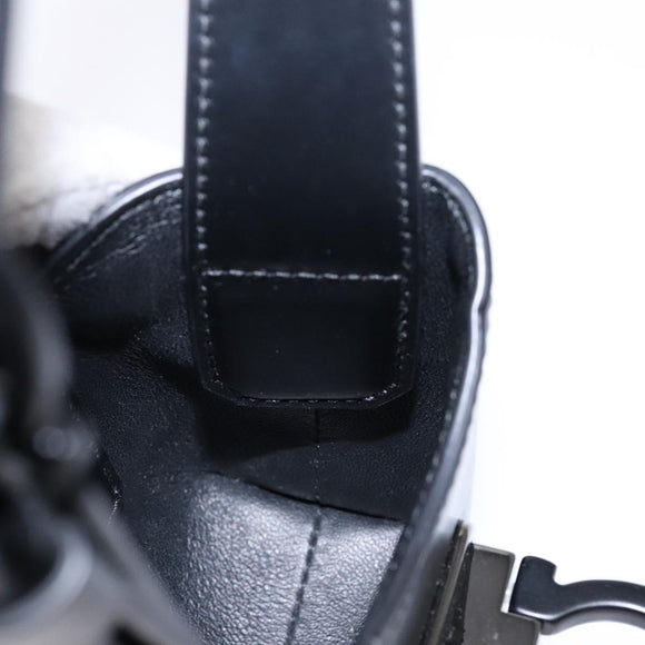 Salvatore Ferragamo Gancini Hand Bag Leather Black Silver Auth 137178