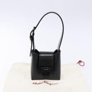 Salvatore Ferragamo Gancini Hand Bag Leather Black Silver Auth 137178-12