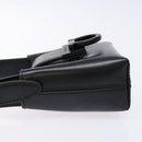 Salvatore Ferragamo Gancini Hand Bag Leather Black Silver Auth 137178-4