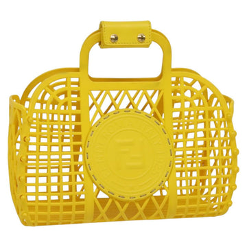 FENDI Basket Hand Bag Plastic Yellow Gold Auth 137182