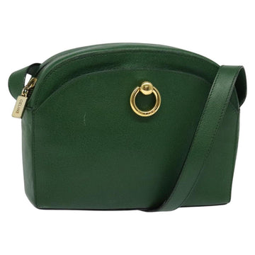 CELINE Shoulder Bag Leather Green Gold Auth 137184