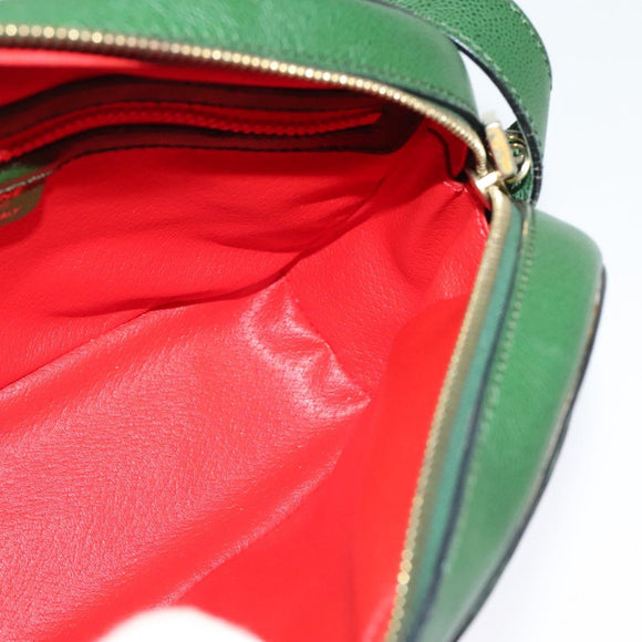 CELINE Shoulder Bag Leather Green Gold Auth 137184