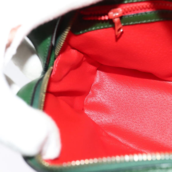 CELINE Shoulder Bag Leather Green Gold Auth 137184