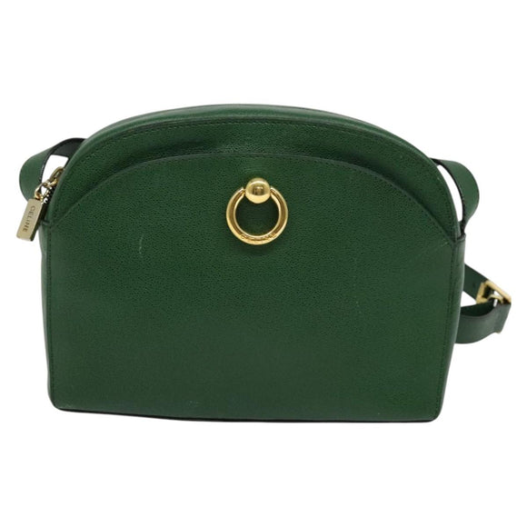 CELINE Shoulder Bag Leather Green Gold Auth 137184
