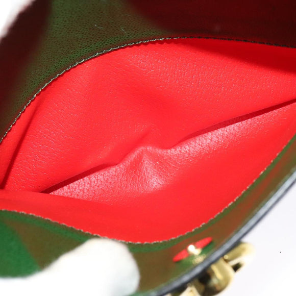 CELINE Shoulder Bag Leather Green Gold Auth 137184