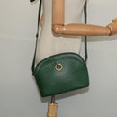 CELINE Shoulder Bag Leather Green Gold Auth 137184-22