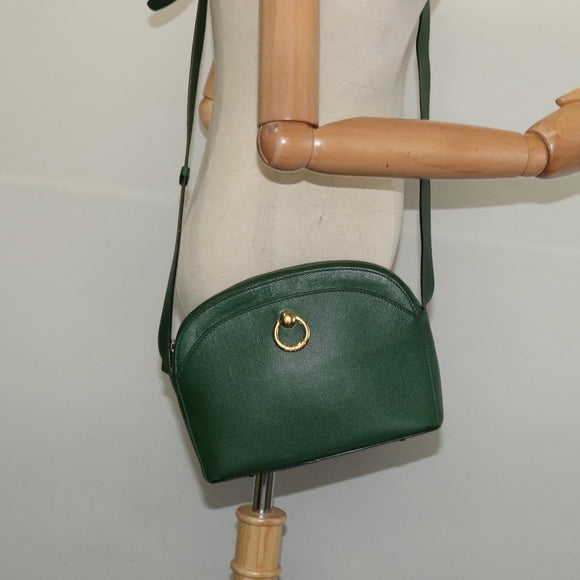 CELINE Shoulder Bag Leather Green Gold Auth 137184