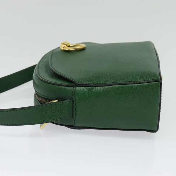 CELINE Shoulder Bag Leather Green Gold Auth 137184