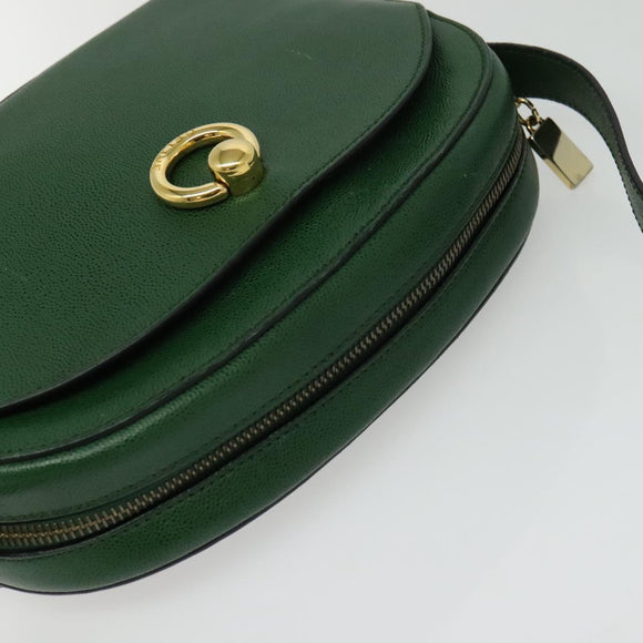 CELINE Shoulder Bag Leather Green Gold Auth 137184