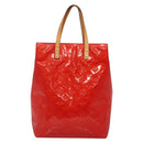 LOUIS VUITTON Monogram Vernis Reade MM Hand Bag Red Rouge M91086 LV Auth 137187-13