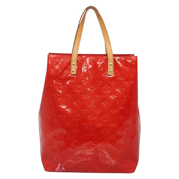 LOUIS VUITTON Monogram Vernis Reade MM Hand Bag Red Rouge M91086 LV Auth 137187