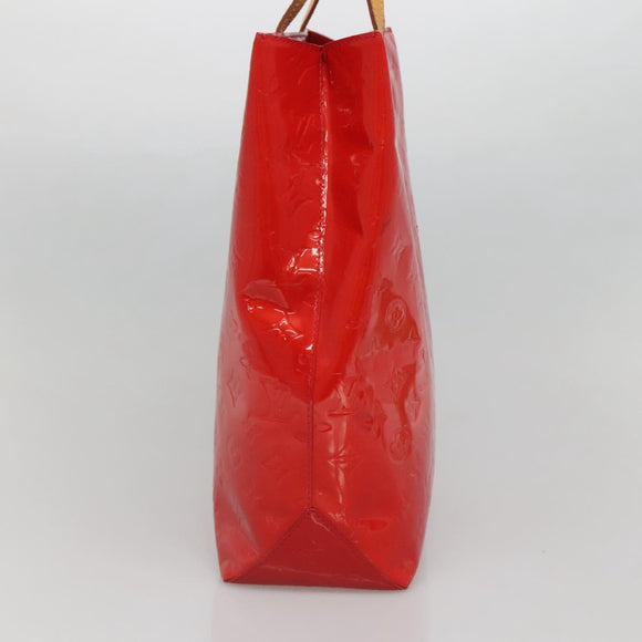 LOUIS VUITTON Monogram Vernis Reade MM Hand Bag Red Rouge M91086 LV Auth 137187