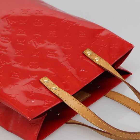 LOUIS VUITTON Monogram Vernis Reade MM Hand Bag Red Rouge M91086 LV Auth 137187