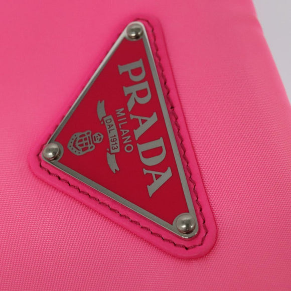 PRADA Chain Clutch Bag Nylon Pink Auth 137210