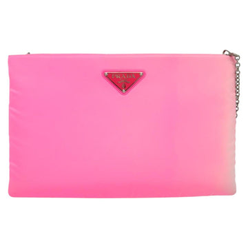PRADA Chain Clutch Bag Nylon Pink Auth 137210 - 0