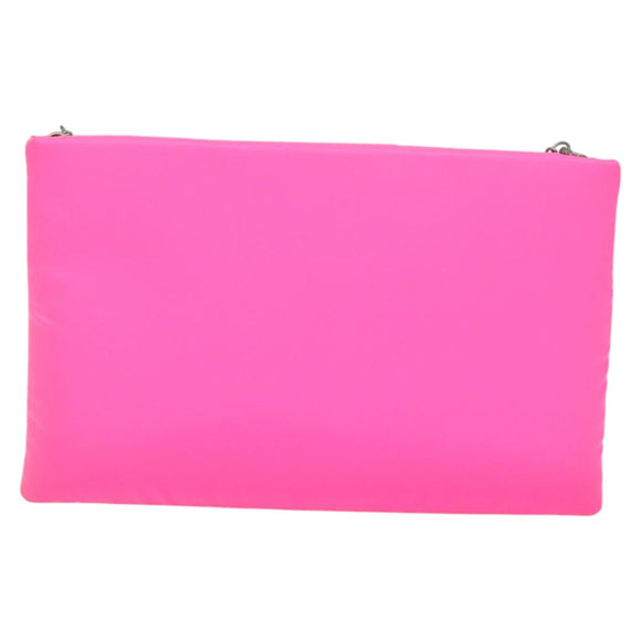 PRADA Chain Clutch Bag Nylon Pink Auth 137210