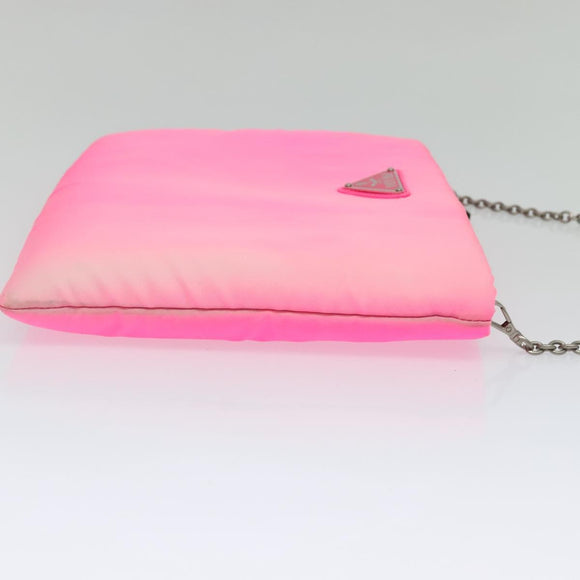 PRADA Chain Clutch Bag Nylon Pink Auth 137210