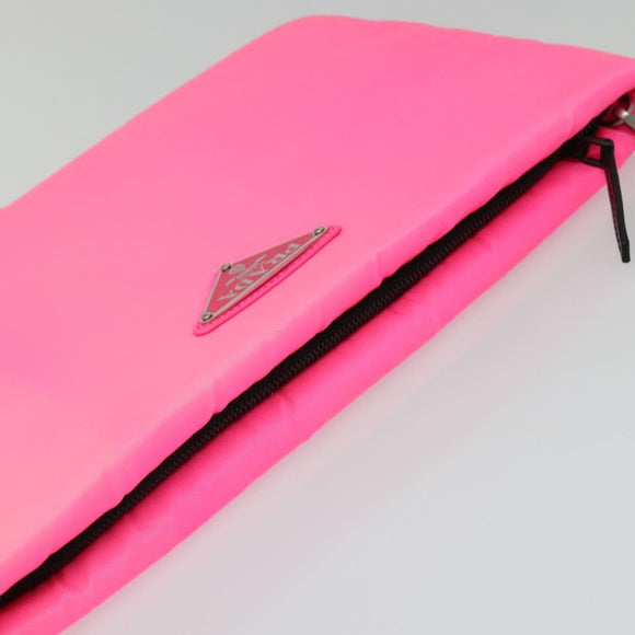 PRADA Chain Clutch Bag Nylon Pink Auth 137210