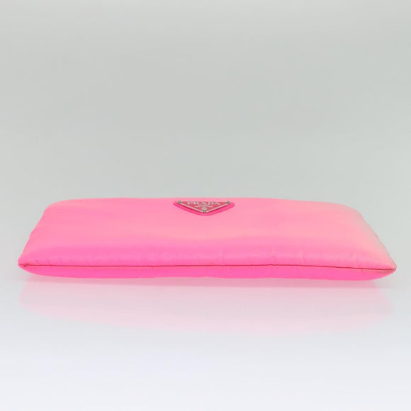 PRADA Chain Clutch Bag Nylon Pink Auth 137210