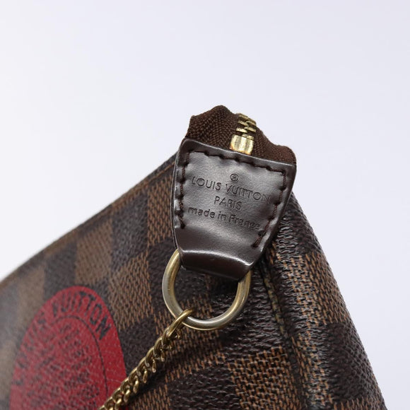 LOUIS VUITTON Damier Ebene T&B Mini Pochette Accessoires N58011 LV Auth 137225