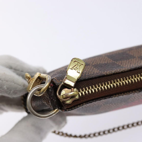 LOUIS VUITTON Damier Ebene T&B Mini Pochette Accessoires N58011 LV Auth 137225