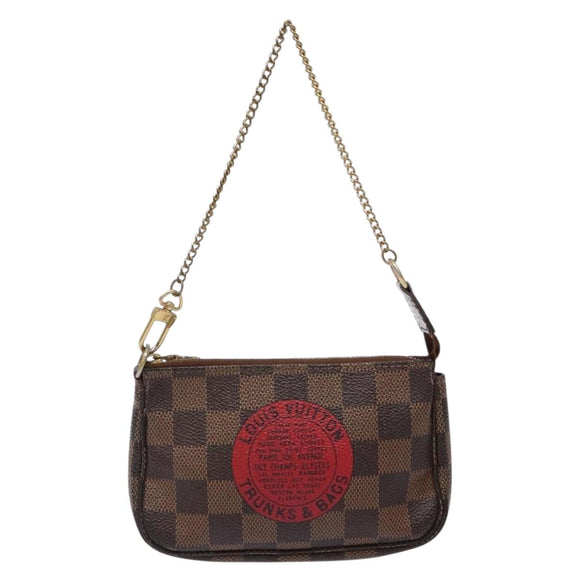 LOUIS VUITTON Damier Ebene T&B Mini Pochette Accessoires N58011 LV Auth 137225